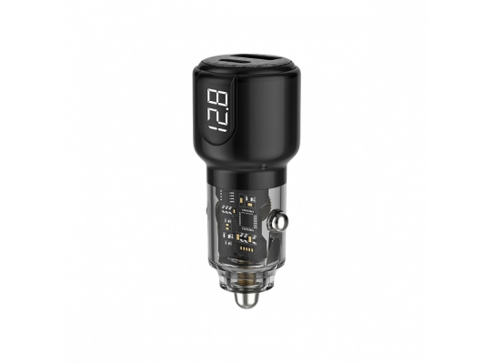 Calk Dual-Port 75W (1C +1A) Car Charger (with Voltage Display)